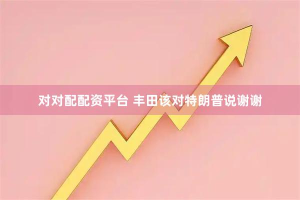 对对配配资平台 丰田该对特朗普说谢谢